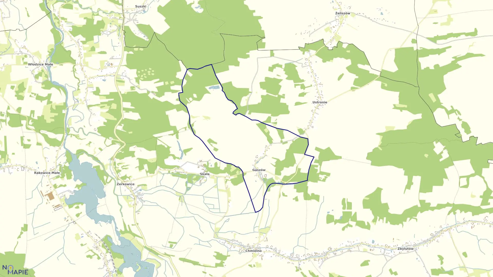 Mapa obrębu Gaszów w gminie Lwówek Śląski