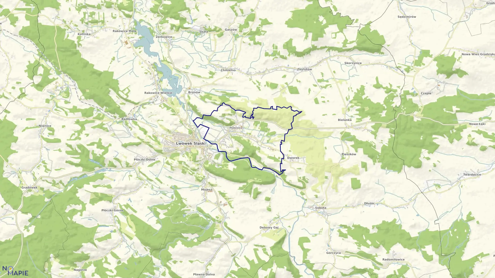 Mapa obrębu Lwówek Śląski 4 w gminie Lwówek Śląski